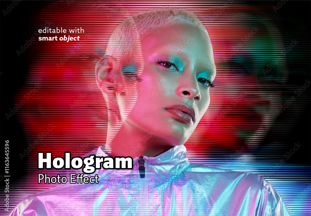 Hologram Photo Effect Stock Template | Adobe Stock