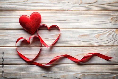 Two hearts on a white wooden background Valentine
