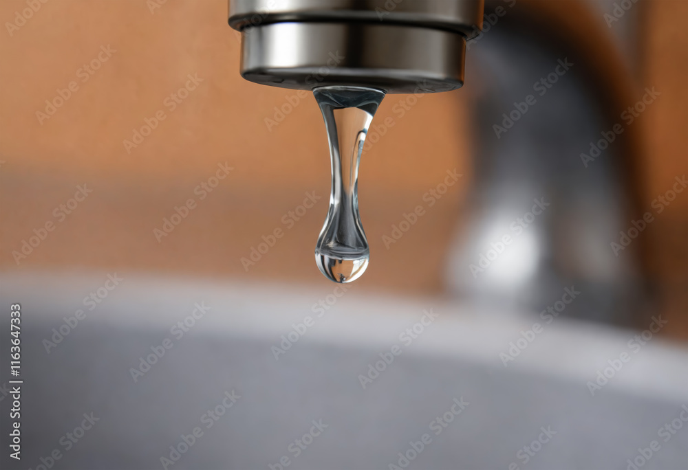 Water drop falling down from the faucet. Leakage and dripping concept. Water drop falling down from the faucet. Leakage and dripping concept.