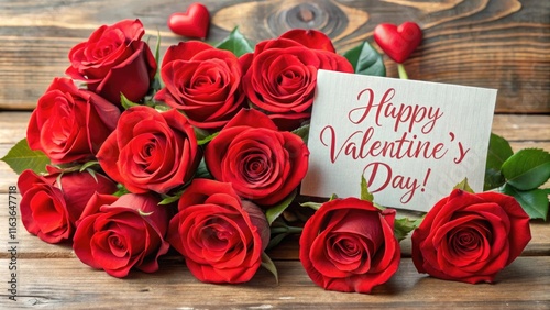 Valentine's Day greeting card  valentines red roses