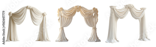Elegant Draped Fabric Arches Isolated on Transparent Background