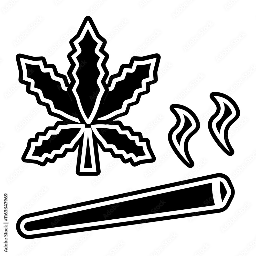 Obraz premium rolled marijuana glyph icon