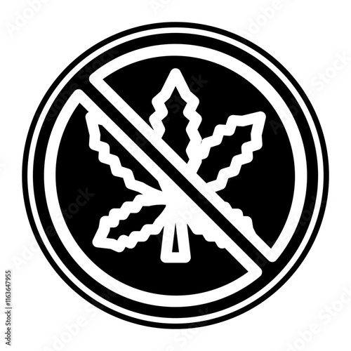 prohibition of marijuana use glyph icon