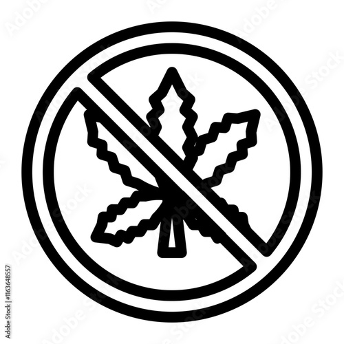 prohibition of marijuana use line icon