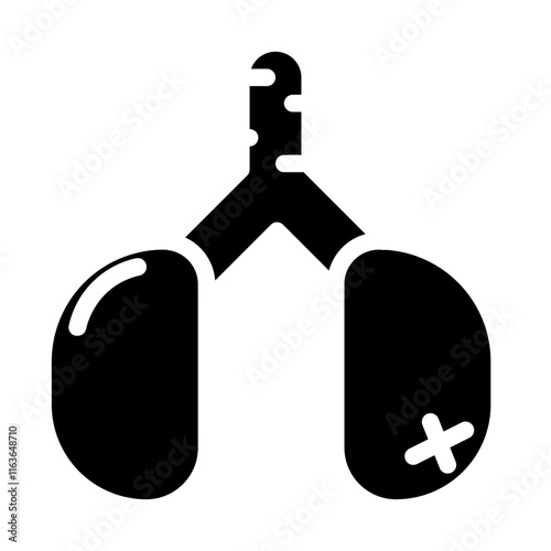 lungs damaged solid icon
