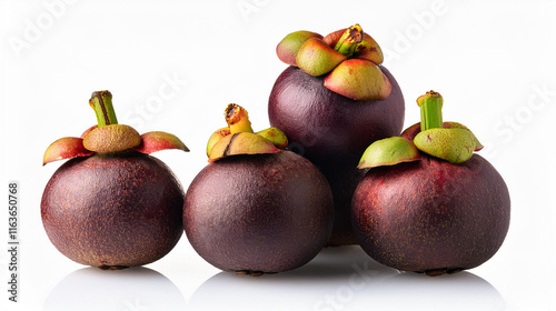 Fresh Mangosteen Fruits Highlighting Their Vibrant Purple and Green Colors photo