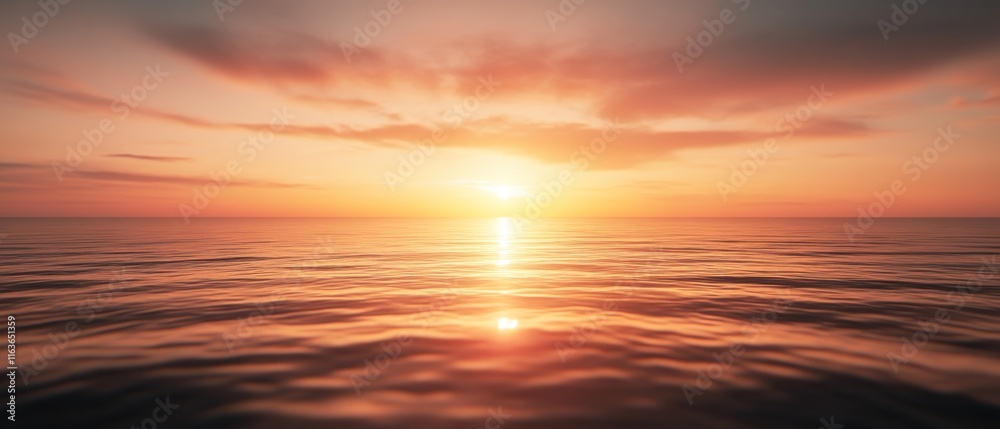 Serene sunset over calm ocean waters. Serene sunset over calm ocean waters.