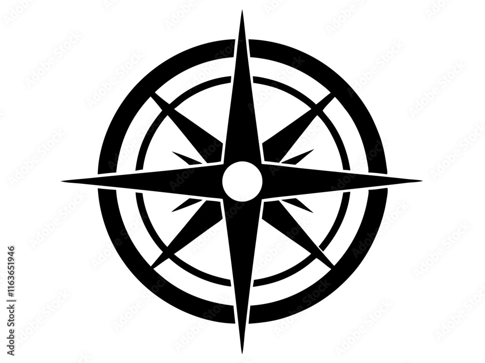 compass black silhouette vector, Simple silhouette Design vector icon with white background compass black silhouette vector, Simple silhouette Design vector icon with white background