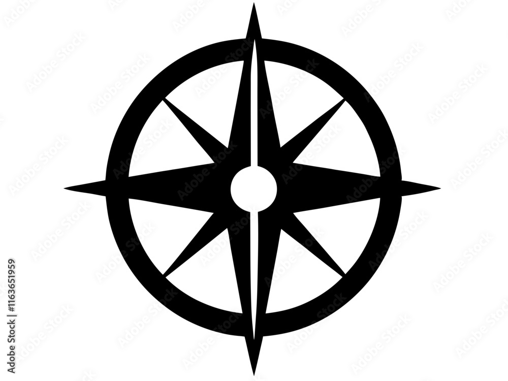 compass black silhouette vector, Simple silhouette Design vector icon with white background compass black silhouette vector, Simple silhouette Design vector icon with white background