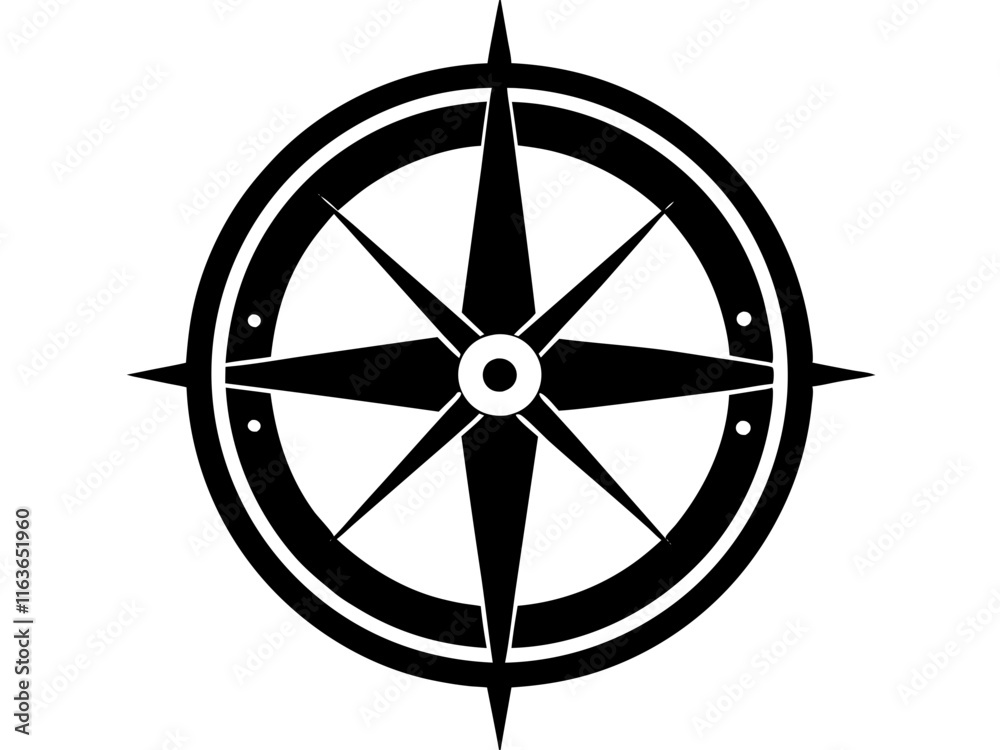 compass black silhouette vector, Simple silhouette Design vector icon with white background compass black silhouette vector, Simple silhouette Design vector icon with white background