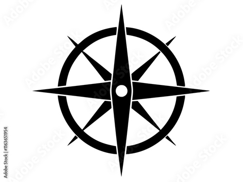 compass black silhouette vector, Simple silhouette Design vector icon with white background