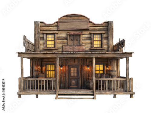 Old Western Saloon with Swinging Doors Isolated on Background