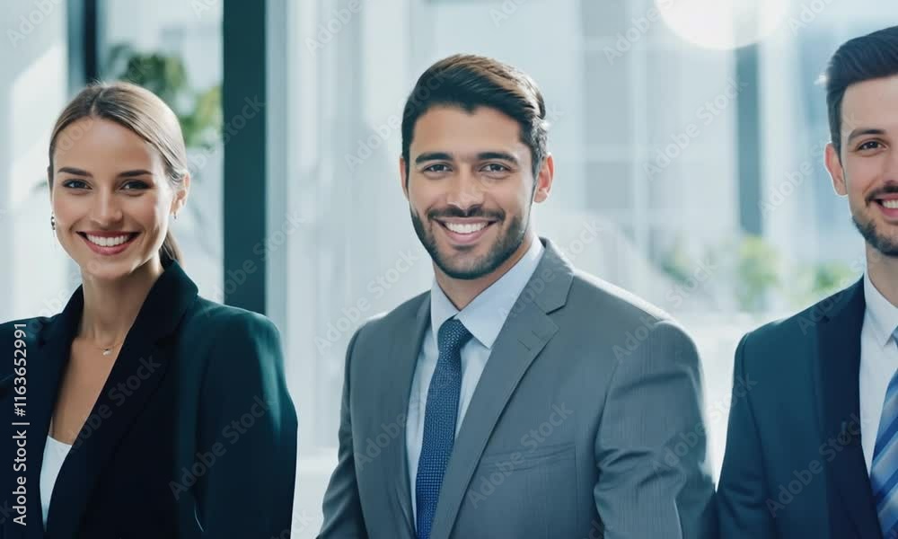 Three Smiling Business Professionals Embracing Diversity and Teamwork Three Smiling Business Professionals Embracing Diversity and Teamwork