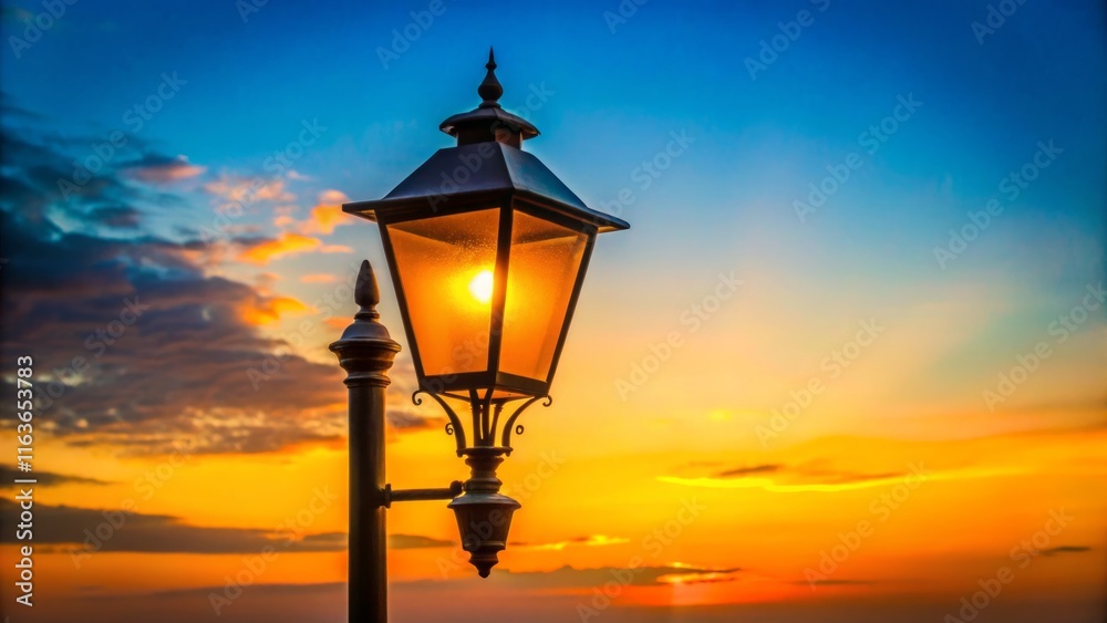 Greek Silhouette: Simple Street Lamp, Copy Space, Old-World Charm Greek Silhouette: Simple Street Lamp, Copy Space, Old-World Charm