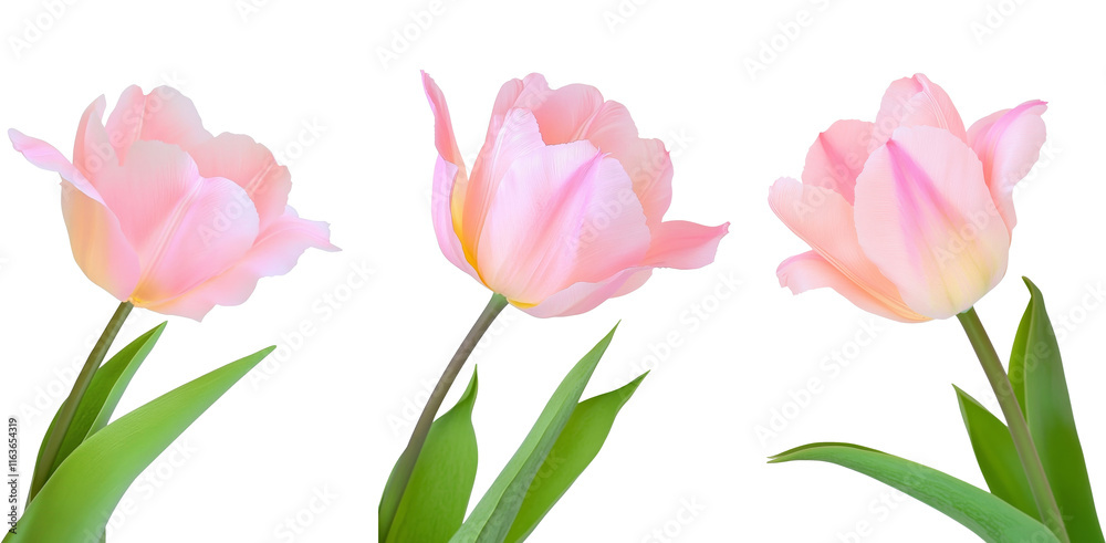 Obraz premium High-Quality PNG pink tulips on white background isolated