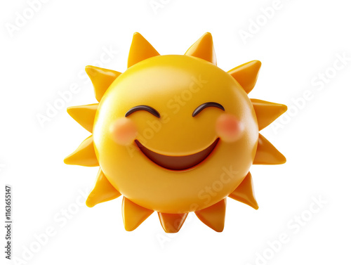 Cheerful Winking Sun Emoji Isolated on Clean Background