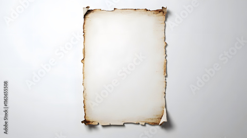 minimalist depiction of blank wanted poster with burnt edges