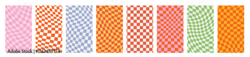 Groovy retro pattern background psychedelic checkered backdrop style chessboard minimalist abstract