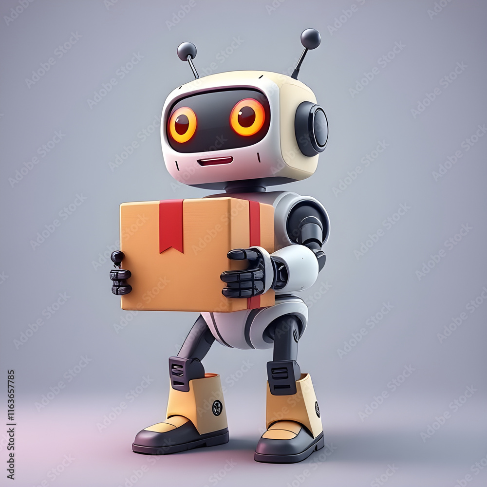 robot with parcel box robot with parcel box