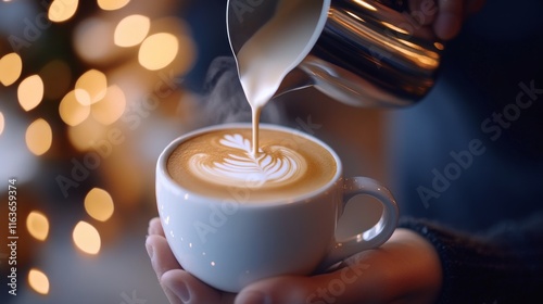 Barista crafting the perfect cup of coffee photo