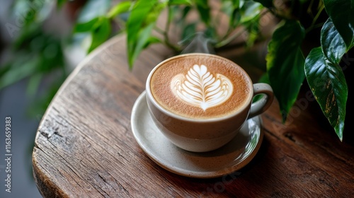 Barista crafting the perfect cup of coffee photo