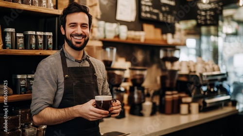 Barista crafting the perfect cup of coffee photo