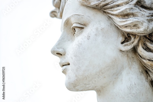 Isolated gypsum replica of Venus s head on white background Plaster female face sculpture photo