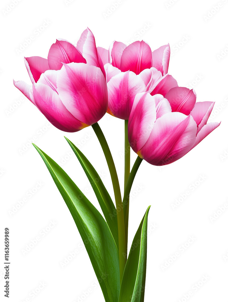 Fototapeta premium High-Quality PNG pink tulips bouquet on white background