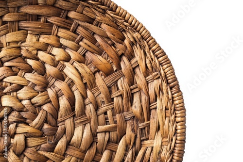 Isolated white background featuring an empty wicker basket design