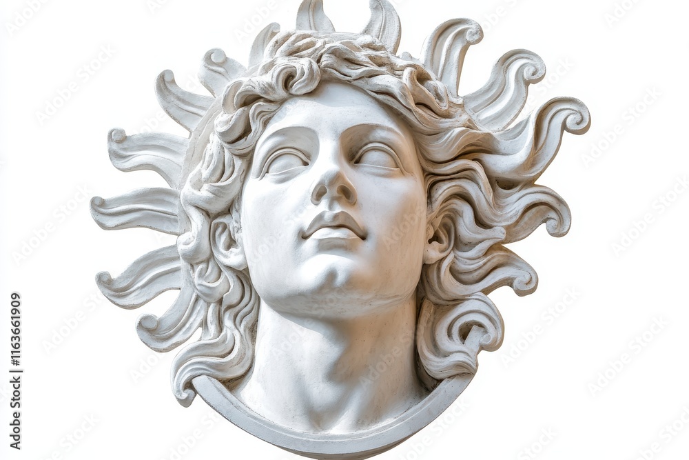 Obraz premium Isolated white gypsum replica of Apollo s head a Renaissance plaster sculpture of a male