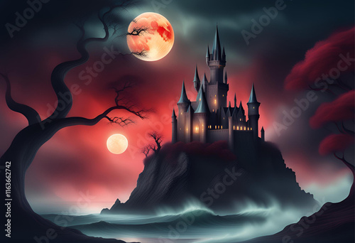 halloween background with castle
