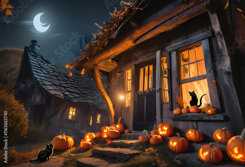 halloween pumpkin on the roof