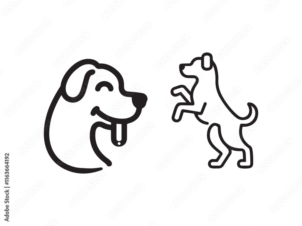 Fototapeta premium dog lineart vector silhouetee on white background.