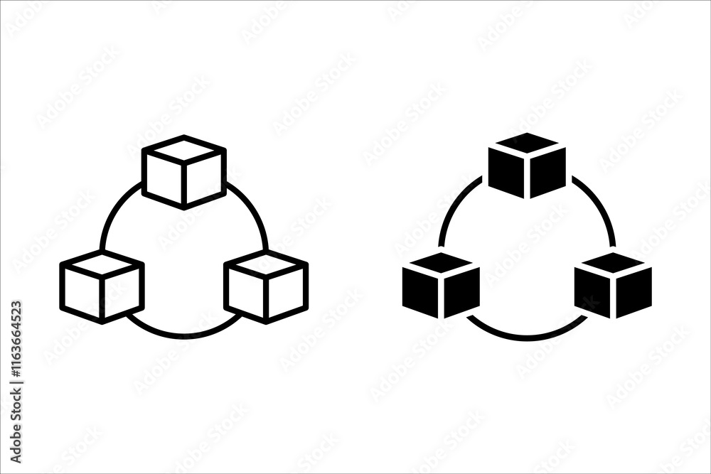 Blockchain icon set. Block validation in the blockchain. Blockchain technology. Abstract hexagon background. Editable stroke icons. Vector illustration Blockchain icon set. Block validation in the blockchain. Blockchain technology. Abstract hexagon background. Editable stroke icons. Vector illustration