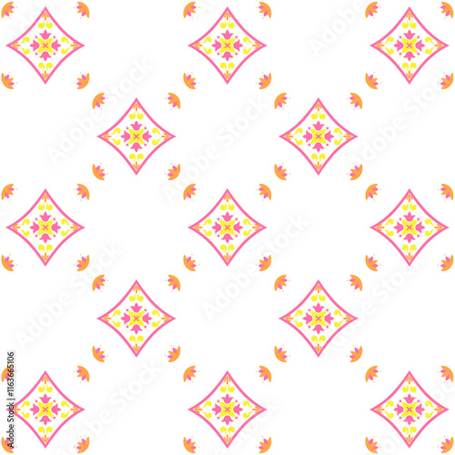Ornamental orietal vector seamless pattern in pink. Ornament background, backdrop, repeated print