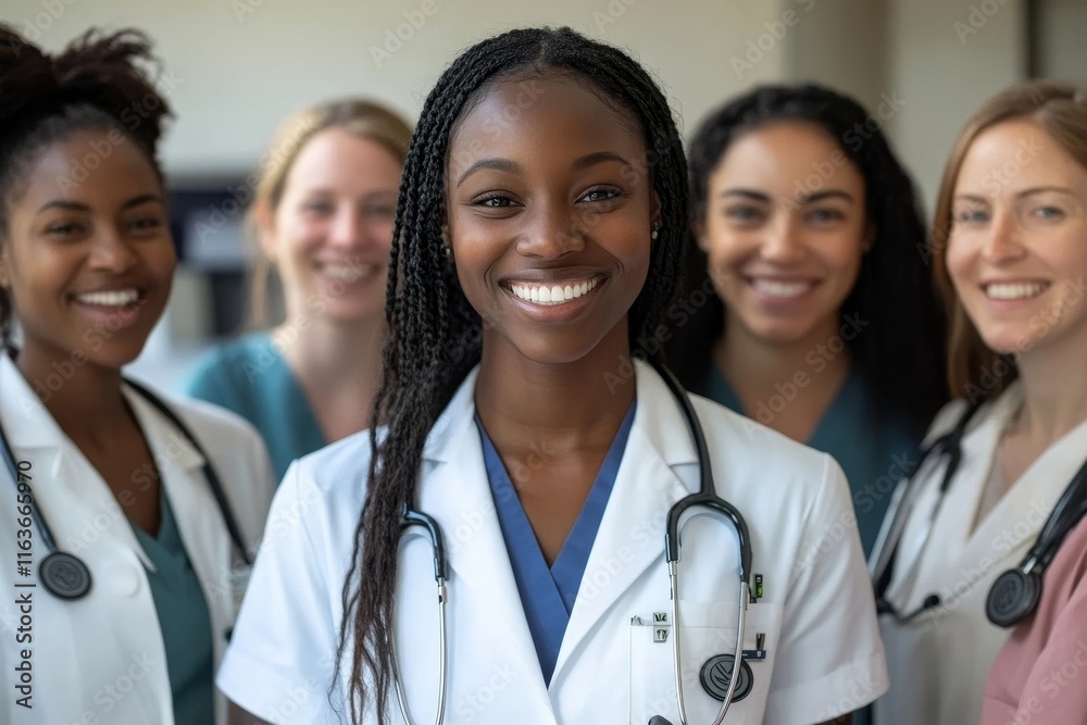 Multiethnic Medical Team Stacking Hands, Generative AI