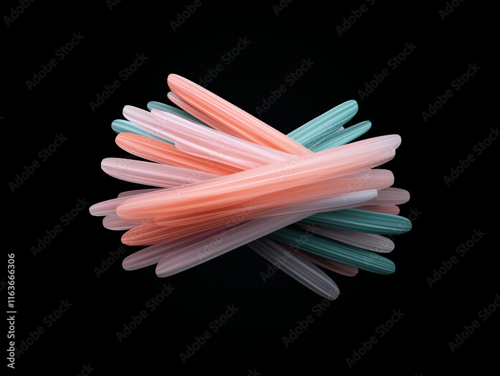 Naklejka premium Soft Abstract Colorful Plume in Motion on Black Background - Modern Digital Art Concept 