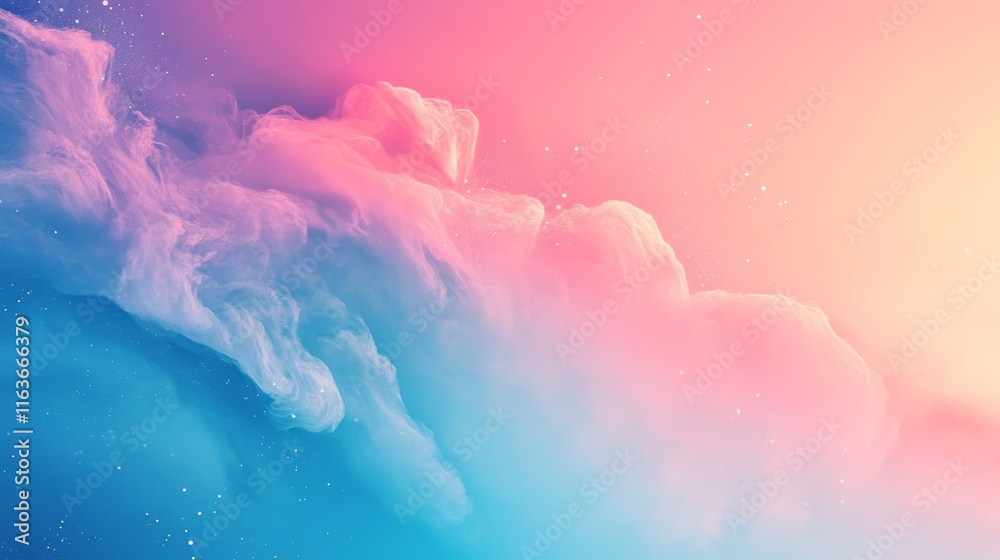 Obraz premium Abstract Dreamlike Pastel Sky with Clouds and Stars