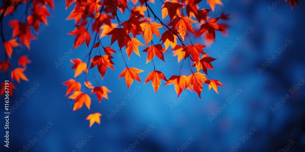 Vibrant Autumn Leaves Against a Deep Blue Sky, a Stunning Natural Image Perfect for Seasonal Designs Vibrant Autumn Leaves Against a Deep Blue Sky, a Stunning Natural Image Perfect for Seasonal Designs