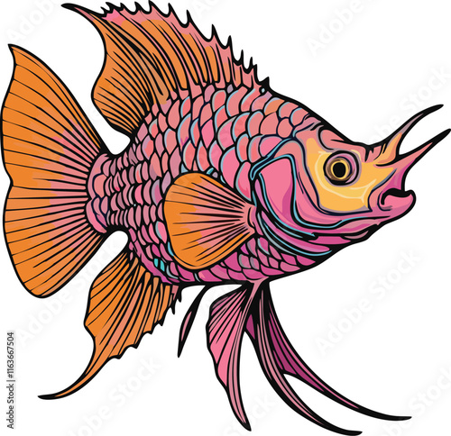 flowerhorn fish vector illustration white background