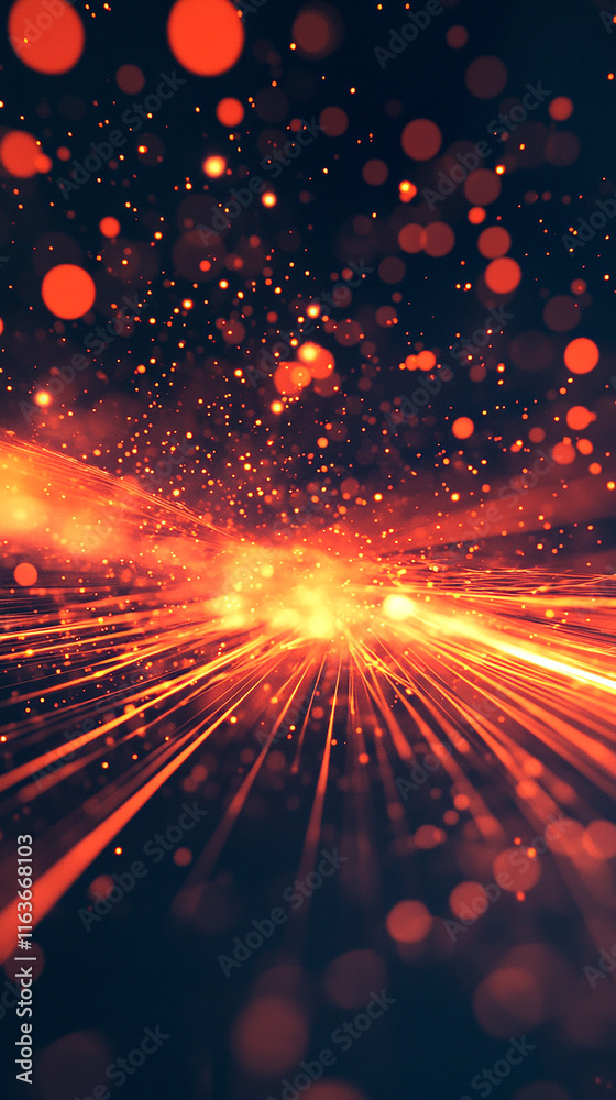 Fototapeta premium Tiny red and yellow sparks cascading downwards