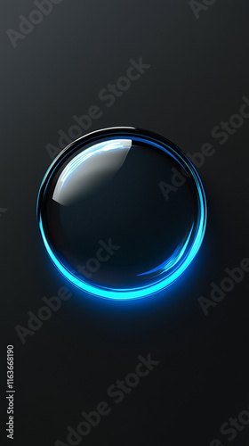 Transparent glass-like button with glowing edges