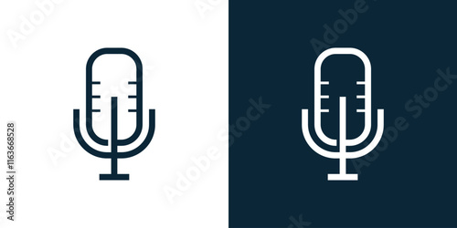 Line art mic logo icon. Simple logos, icons, illustrations, symbols.