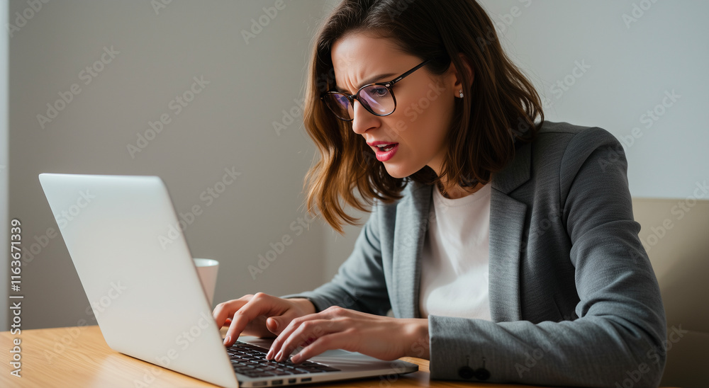 Woman, laptop and typing with stress, problem and frustration for work, deadline and pressure. Person, adult and computer with emotion, upset and worry for technology and business Woman, laptop and typing with stress, problem and frustration for work, deadline and pressure. Person, adult and computer with emotion, upset and worry for technology and business