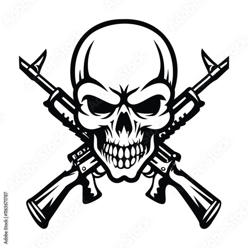 "Human Tactical Skull Vector Design: Bold and Futuristic Artwork"
