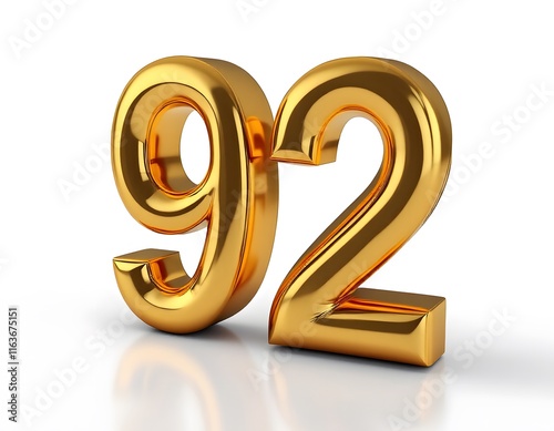 Golden Ninety-Two: A Luxurious 3D Number Rendering photo