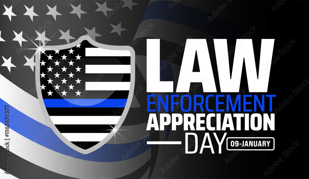 Αυτοκόλλητο Law enforcement appreciation day background banner or poster design template