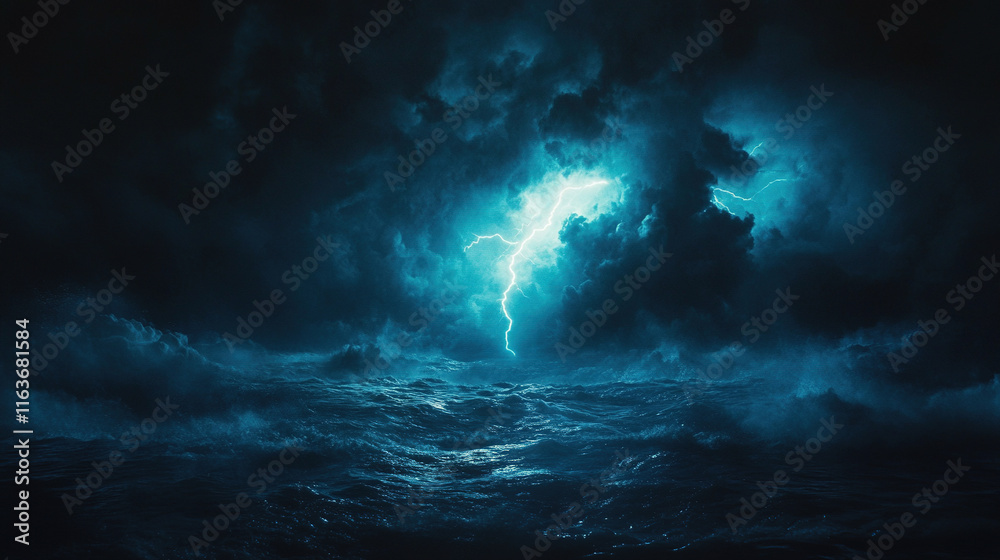 a lightning storm in the ocean a lightning storm in the ocean