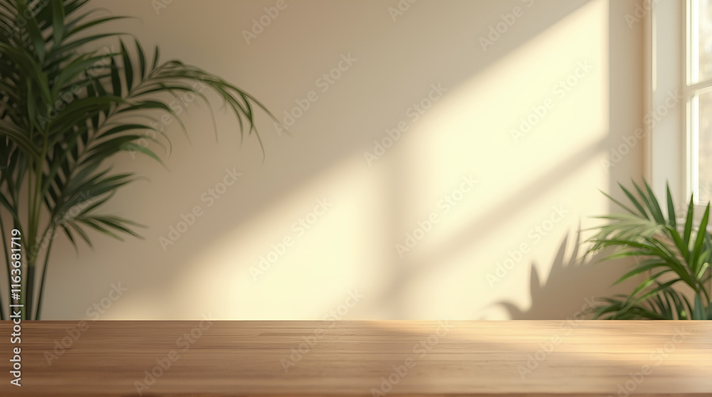 Blank brown wooden counter table in soft sunlight
Blank brown wooden counter table in soft sunlight