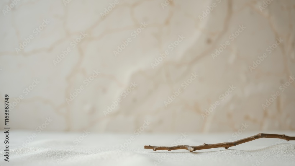 Fototapeta premium Simple twig on neutral backdrop with copy space